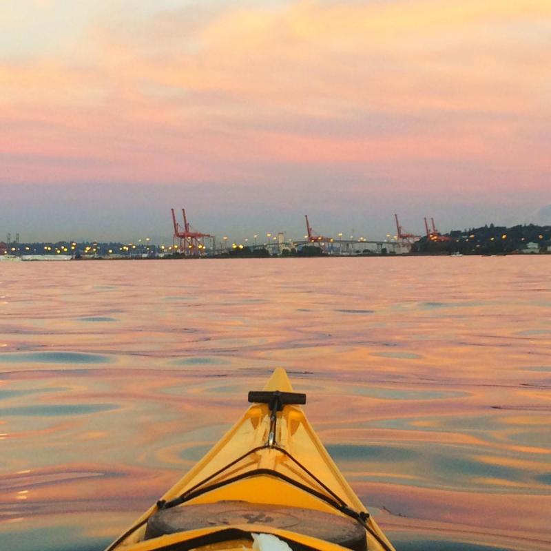 kayak nose at sunset
