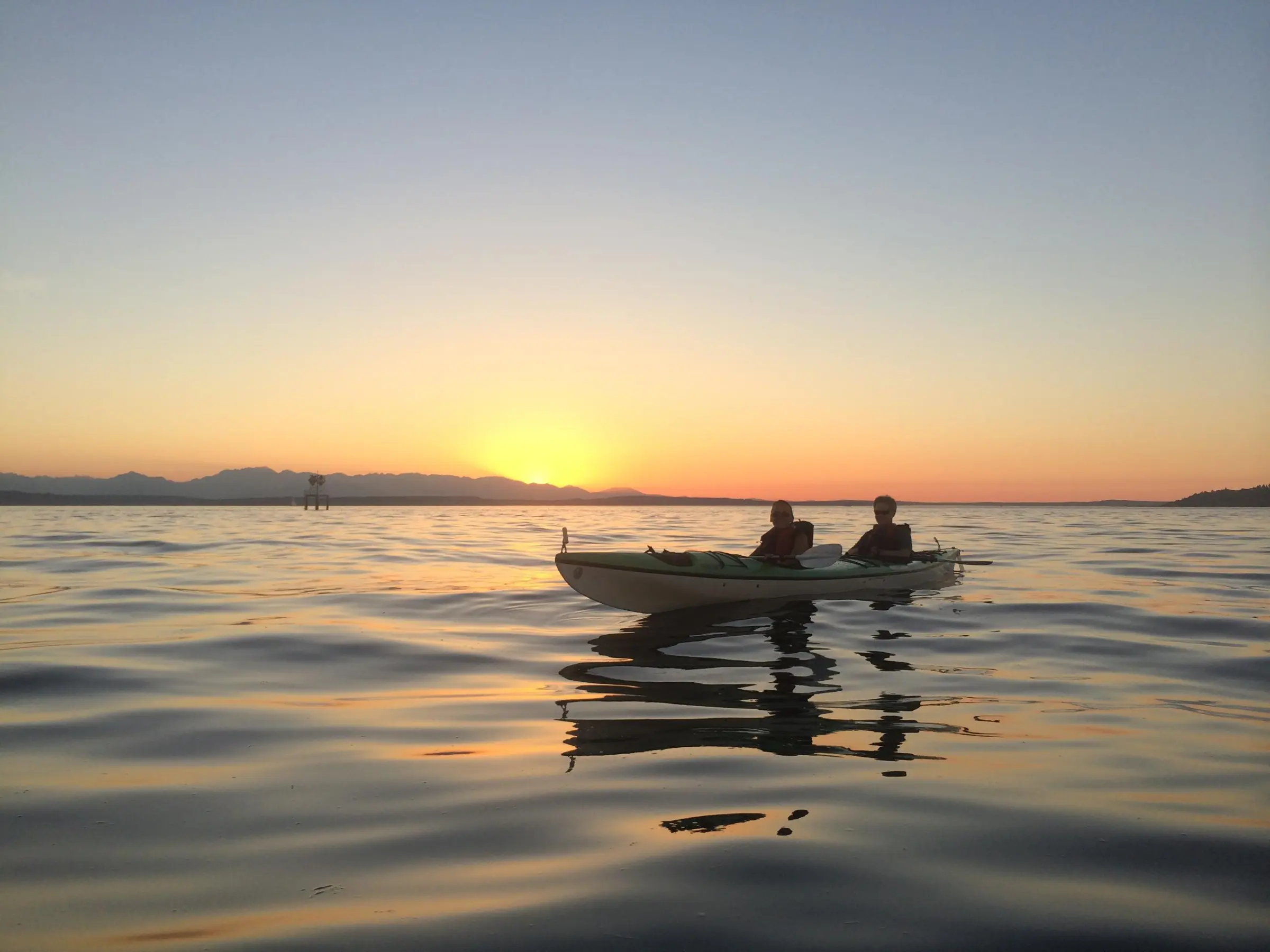 Tandem kayak at dusk